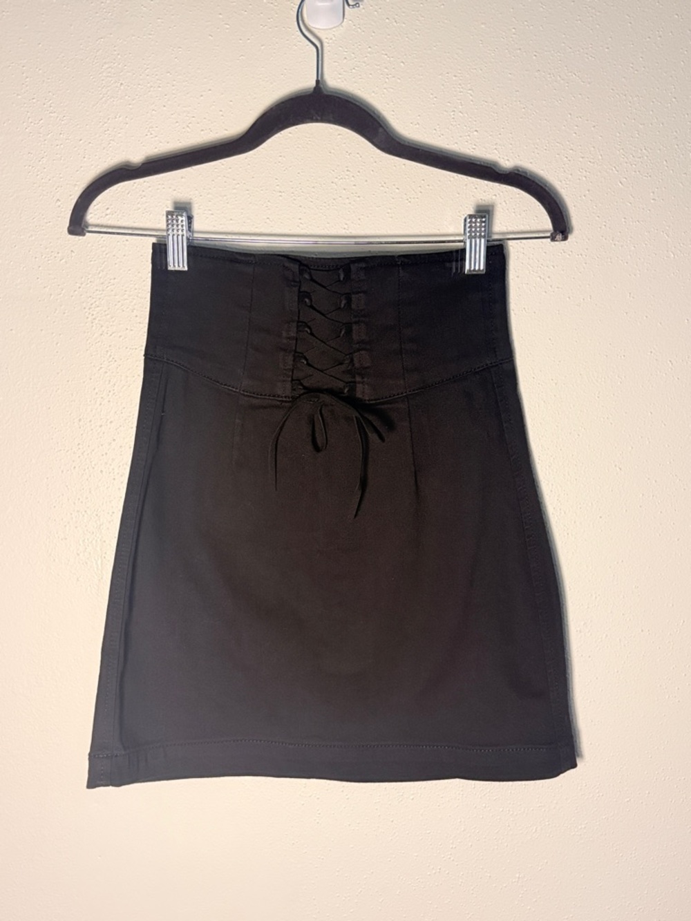 Express Black Lace-Up High Waist Mini Skirt